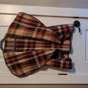 Orange and tan plaid vest with pockets